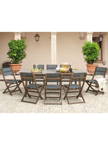 Beliani 9-tlg Gartentisch Set CESANA in Braun/Grau