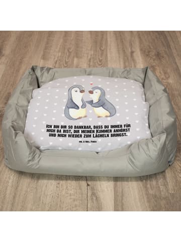 Mr. & Mrs. Panda Kuschelbett Pinguine trösten mit Spruch in Grau Pastell