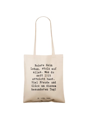 Mr. & Mrs. Panda Stofftasche Spruch 1953 Geburtstag mit Spruch in Creme