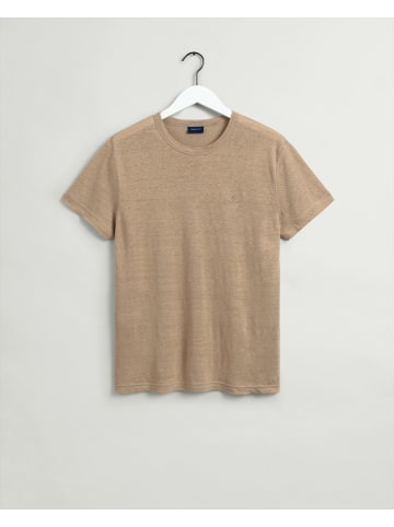 Gant Leinen T-Shirt in Braun