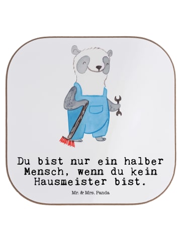 Mr. & Mrs. Panda Untersetzer Hausmeister Herz mit Spruch in Weiß