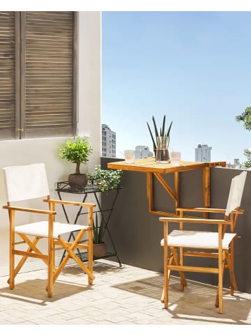 Beliani 2er-Set Gartenstuhl CINE in Weiß/Braun