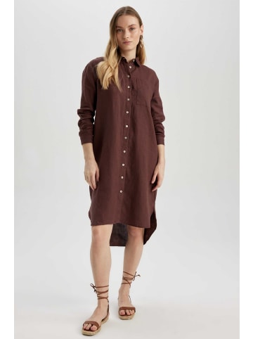 DeFacto Hemdblusenkleid SHIRT DRESS in Braun