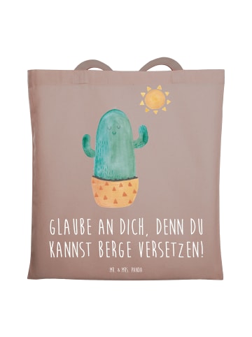 Mr. & Mrs. Panda Tote Bag Selbstvertrauen stärken mit Spruch in Braun Pastell