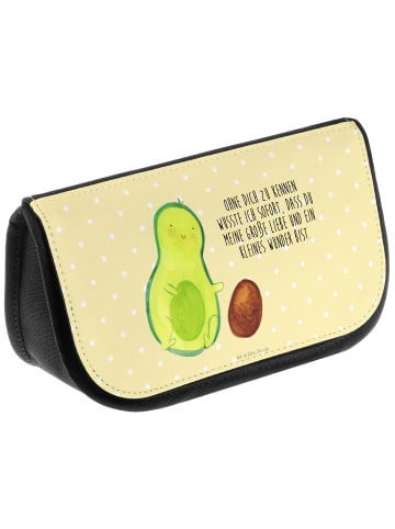 Mr. & Mrs. Panda Kosmetiktasche Avocado Kern rollt mit Spruch in Gelb Pastell