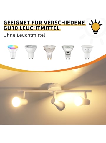 ZMH Deckenleuchte in Weiß 3-flammige GU10 Modern Metall Flurlampe