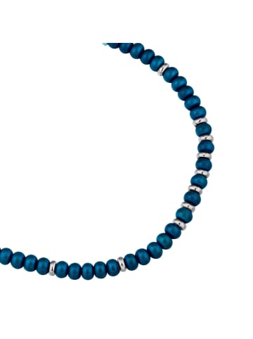 True Rebels Armband aus Edelstahl mit Hämatit in blau