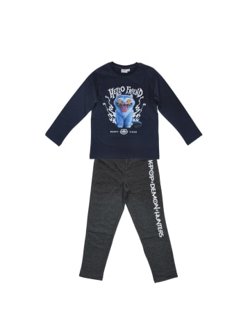 COFI 1453 KPop Demon Hunters Kinder Pyjama Zweiteiler Langarmshirt und in Dunkelblau