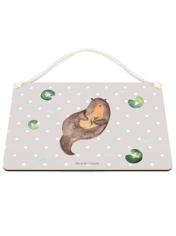 Mr. & Mrs. Panda Schild Otter Seerose ohne Spruch in Grau Pastell