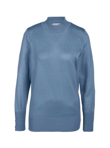 GOLDNER Kurzgröße:  Pflegeleichter Pullover mit Stehbundkragen in blau