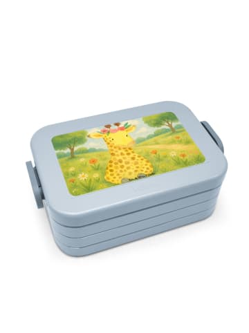 Mr. & Mrs. Panda Snackbox Giraffe Blumenkranz Design ohne Spruch in Blau Pastell