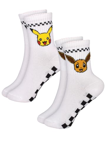 Pokemon 2er Pack Pokemon Socken Pikachu & Evoli Tennissocken Söckchen in weiß