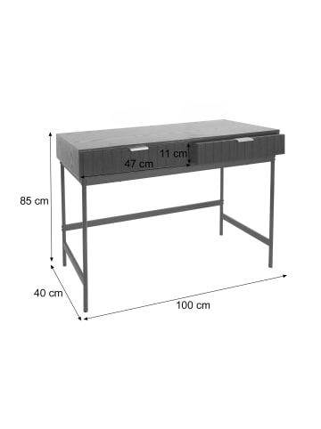 MCW Konsolentisch O41 Industrial Schublade Melamin 85x100x40cm, Holzoptik schwarz