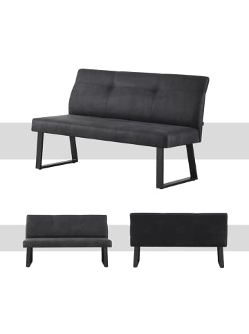DUBI Möbel Sitzbank Joy in Wildleder-Schwarz - (B)160 x (H)89 x  (T)65 cm