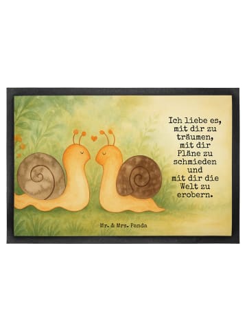Mr. & Mrs. Panda Schmutzfangmatte Schnecken Liebe Design mit Spruch in Weiß