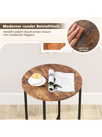 COSTWAY Beistelltisch mit Stoffkorb in Braun