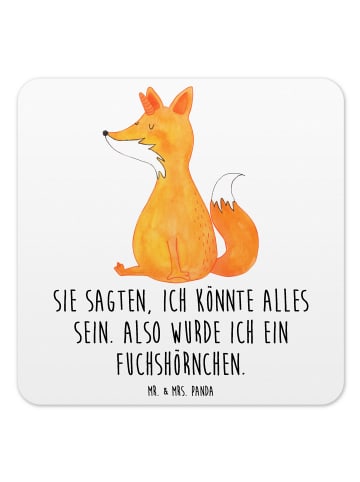 Mr. & Mrs. Panda Gläseruntersetzer Einhorn Wunsch mit Spruch in Weiß