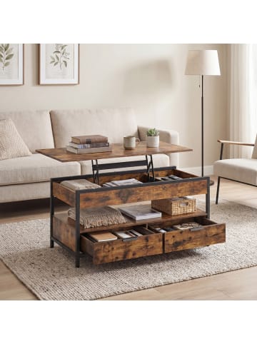 VASAGLE Couchtisch Barnet in Vintagebraun-Tintenschwarz - (B)100 x (H)(48-63) x (T)50 cm