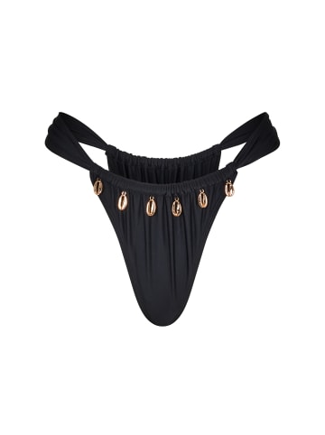 Moda Minx Bikinihose Gold Shells Rouched Fixed Bikini Bottom in Black