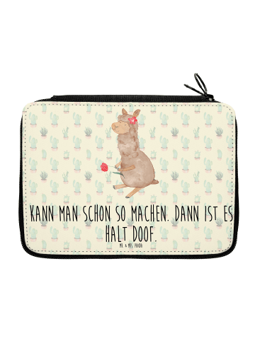 Mr. & Mrs. Panda Federtasche Alpaka Blume mit Spruch in Kaktus Grün