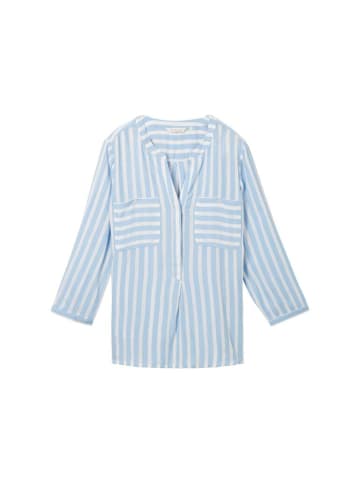 Tom Tailor Langarmbluse in offwhite blue vertical stripe