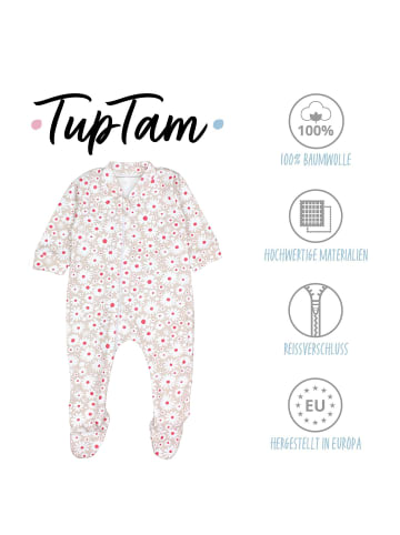 TupTam Baby Unisex Schlafstrampler mit Fuß 3er Pack in weiß/beige