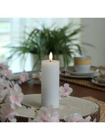 Adilina LED Kerze LINA Echtwachs Rustik-Optik 5x12,5cm in weiß