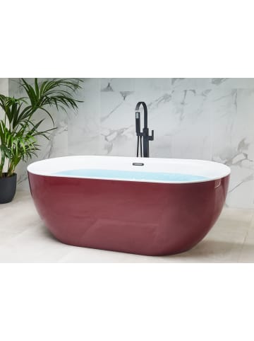 Beliani Freistehende Badewannen CARRERA in Rot/Weiß/Silber