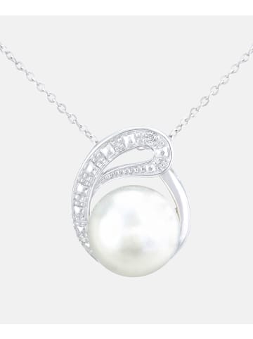 Diamant L'éternel Halskette mit Anhänger aus 375 Weißgold mit 0.01 Karat Diamant mit Perle in S...