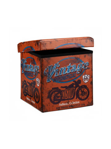 relaxdays Sitzhocker Motorcycle in Rotbraun - (B)38 x (H)38 x (T)38 cm