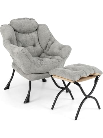 COSTWAY Sessel mit Hocker 81 x 77 x 96 cm in Grau