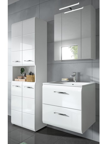 Inn.Furn Badmöbel Set 3-teilig in weiß Hochglanz Badkombination 135 x 185 cm