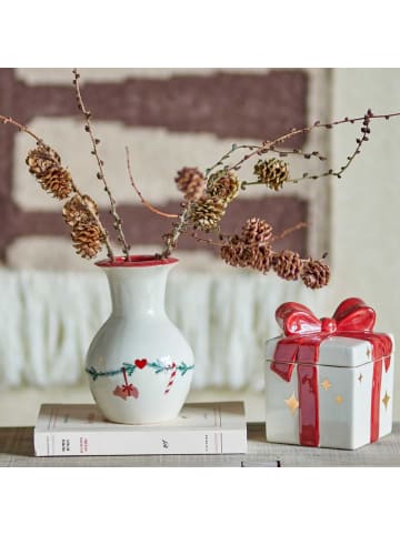 Bloomingville Vase YULE Weiß Weihnachtsmotiv 16x10 cm