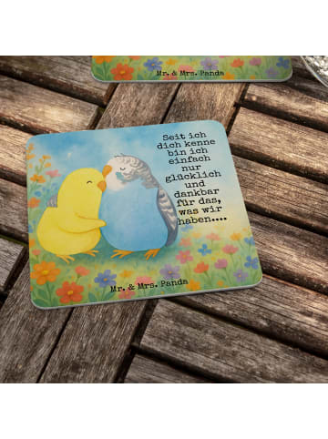 Mr. & Mrs. Panda Tassenuntersetzer Wellensittich Liebe Design mi... in Weiß