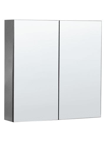 Beliani Bad-Spiegelschrank NAVARRA in Schwarz/Silber - (W) 60 x (H) 60 x (L) 14 cm