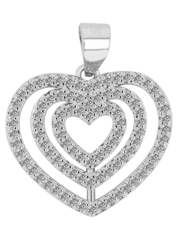 Adeliás Damen Anhänger Herz aus 925 Silber mit Zirkonia in silber