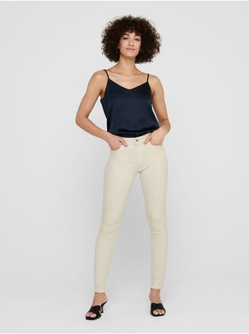 ONLY Skinny Fit Ankle Jeans ONLBLUSH Denim Hose Fransen in Creme