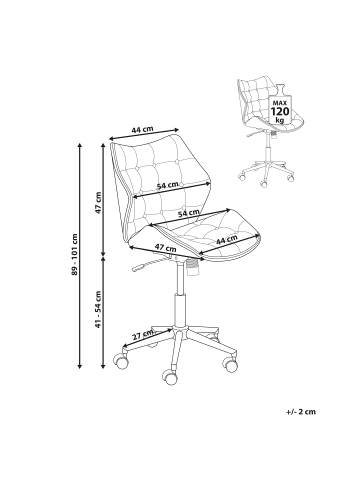 Beliani Bürostuhl LOMPOC in Braun/Weiß - (W) 54 x (H) 88 x (L) 56 cm
