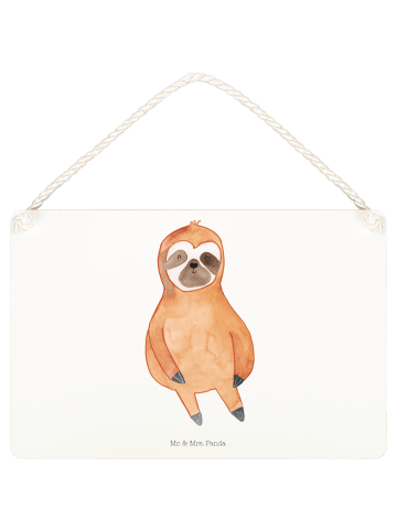 Mr. & Mrs. Panda holzbild Faultier Zufrieden ohne Spruch in Weiß