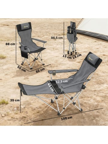 Outsunny Campingstuhl Set,125cm x 48cm x 90cm,grau