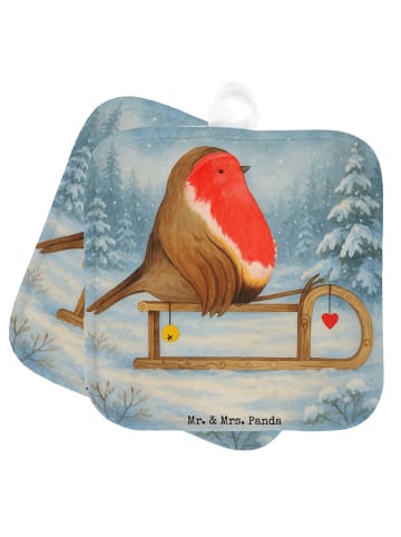 Mr. & Mrs. Panda Ofenhandschuhe Rotkehlchen Schlitten Design ohn... in Weiß
