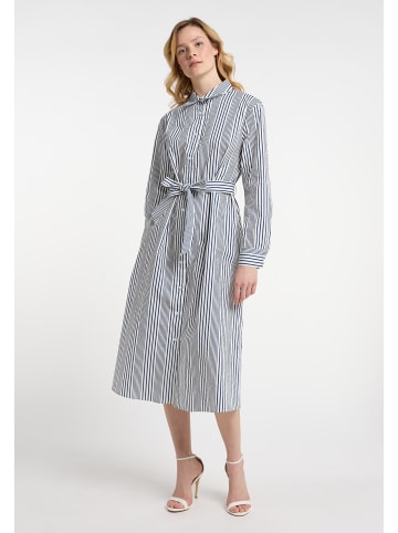 DreiMaster Damen Hemdblusenkleid in Wollweiss Marine