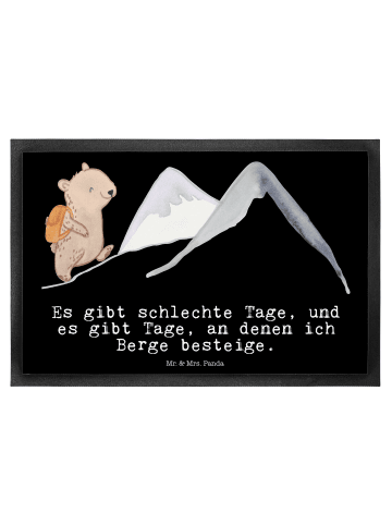 Mr. & Mrs. Panda Schmutzmatte Bär Bergsteigen mit Spruch in Schwarz