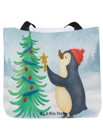 Mr. & Mrs. Panda Shopper Pinguin Weihnachtsbaum Design ohne Spruch in Weiß