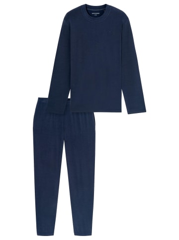 Schiesser Schlafanzug Selected Premium Warming in Deep blue