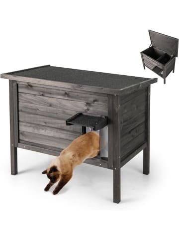 COSTWAY Katzenhaus Outdoor Winterfest in Schwarz