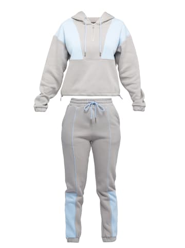 Tom Barron Trainingsanzug Casual Oversize Tracksuit Half Zipper In Front in grau