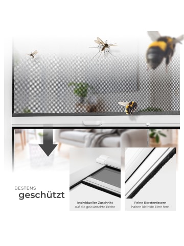 tectake Fliegengitterrollo Aluminium - UV-beständiges Fiberglasnetz