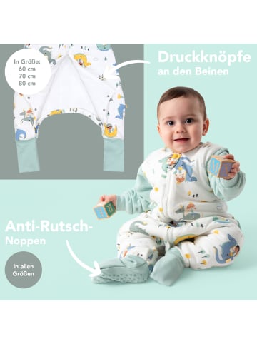 Schlummersack Schlafsack mit Füßen und umklappbaren Bündchen, 2.5 TOG in Weiß-Blau