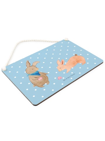 Mr. & Mrs. Panda Schild Hasen Muschel ohne Spruch in Blau Pastell